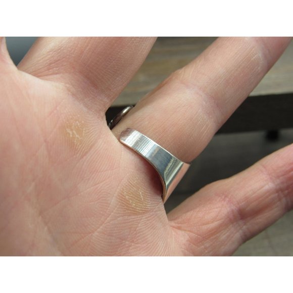 Size 8 Sterling Silver Fancy Swirls Large Finger Band Ring Vintage Statement - Picture 5 of 9